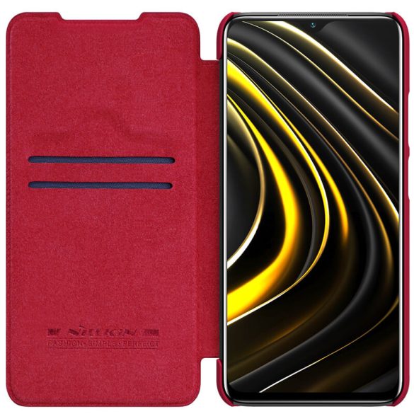 Xiaomi Poco M3, Oldalra nyíló tok, Nillkin Qin, piros