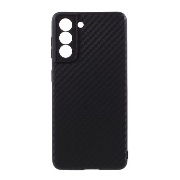 Samsung Galaxy S21 5G SM-G991, Szilikon tok, széles karbon minta, fekete