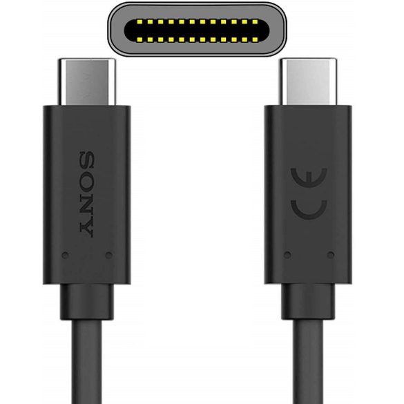 USB Type-C töltő- és adatkábel, USB Type-C, 100 cm, 5000 mA, gyorstöltés, Sony, fekete, gyári, UCB24