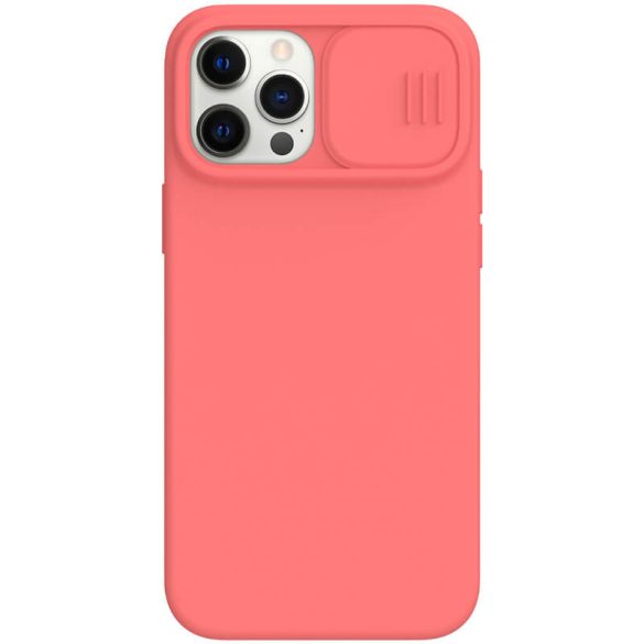 Apple iPhone 12 Pro Max, Szilikon tok, közepesen ütésálló, kamera védelem, Magsafe töltővel kompatibilis, Nillkin CamShield Silky Magnetic, rózsaszín