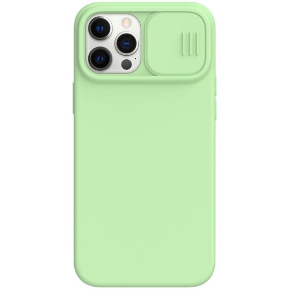 Apple iPhone 12 Pro Max, Szilikon tok, közepesen ütésálló, kamera védelem, Magsafe töltővel kompatibilis, Nillkin CamShield Silky Magnetic, zöld