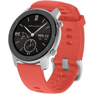 Bluetooth okosóra, szilikon szíj, alumínium keret, v5.0, aktivitás és egészség mérő, vízálló, Amazfit GTR (42mm), piros, gyári