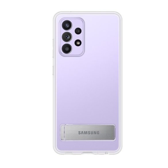 Samsung Galaxy A52 / A52 5G / A52s 5G SM-A525F / A526B / A528B, Műanyag hátlap védőtok, dupla rétegű, gumírozott, kitámasztóval, átlátszó, gyári