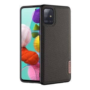 Samsung Galaxy A51 SM-A515F, Műanyag hátlap védőtok + szilikon keret, fényvisszaverő szövet hátlap, rács minta, Dux Ducis Fino, zöld