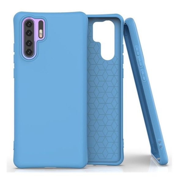 Huawei P30 Pro, Szilikon tok, közepesen ütésálló, légpárnás sarok, matt, világoskék