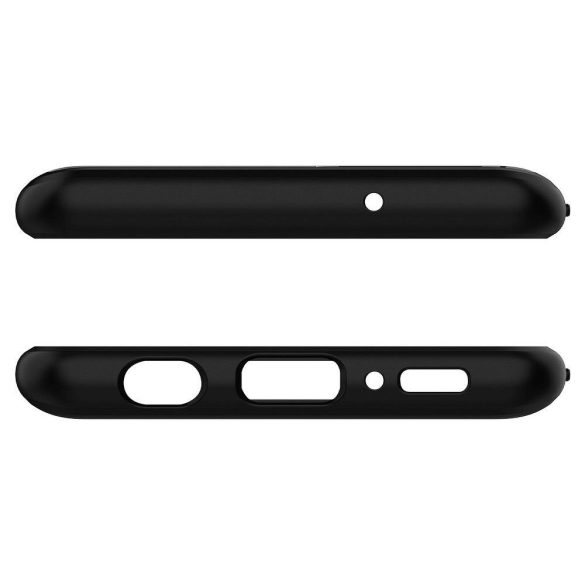 Xiaomi Redmi Note 10 / Note 10S / Poco M5s, Szilikon tok, Spigen Rugged Armor, karbon minta, fekete