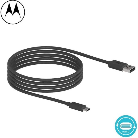 USB töltő- és adatkábel, USB Type-C, 100 cm, 3000 mA, Motorola, fekete, gyári, SKN6473A