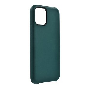 Apple iPhone 11 Pro Max, Műanyag hátlap védőtok, kamera védelem, bőrhatású hátlap, mikrofiber belső, sötétzöld