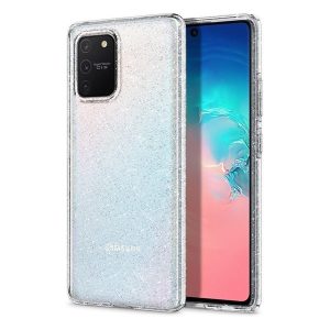 Samsung Galaxy S10 Lite SM-G770, Szilikon tok, Spigen Liquid Crystal Glitter, átlátszó