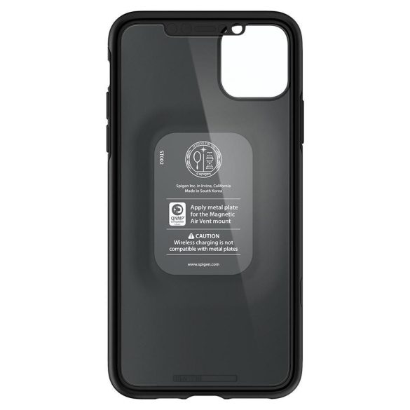 Apple iPhone 11 Pro Max, Műanyag hátlap védőtok (elő- és hátlapi) + Tempered Glass (edzett üveg), Spigen Thin Fit 360, fekete
