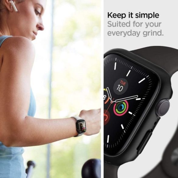 Apple Watch 4-6, SE (44mm), Műanyag védőkeret, szíj nélkül, Spigen Thin Fit, sötétzöld