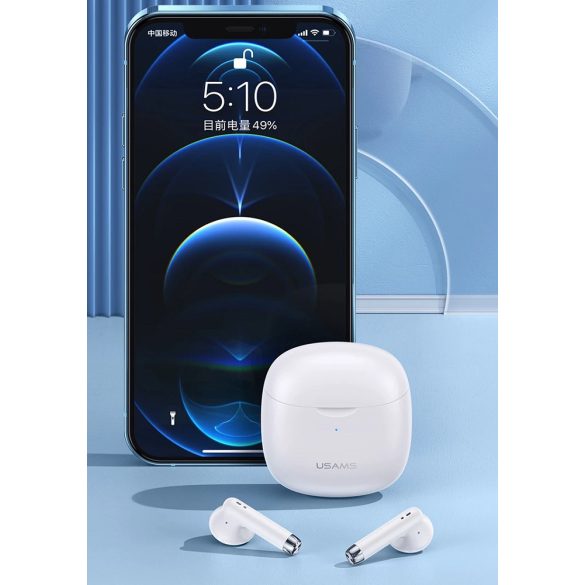 Bluetooth sztereó fülhallgató, v5.0, TWS, töltőtok, vízálló, érintés vezérlés, Usams IA04, fekete