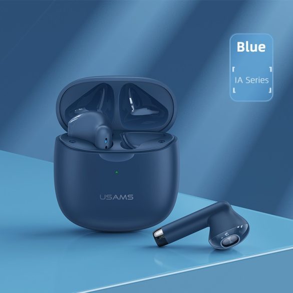 Bluetooth sztereó fülhallgató, v5.0, TWS, töltőtok, vízálló, érintés vezérlés, Usams IA04, sötétkék