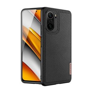 Xiaomi Redmi K40 / K40 Pro / K40 Pro Plus / Mi 11i / Poco F3, Műanyag hátlap védőtok + szilikon keret, fényvisszaverő szövet hátlap, rács minta, Dux Ducis Fino, fekete