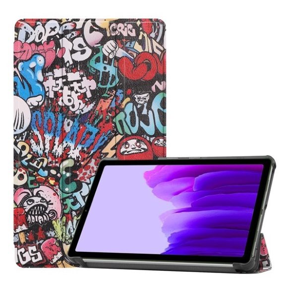 Samsung Galaxy Tab A7 Lite 8.7 SM-T220 / T225, mappa tok, graffiti minta, Trifold, színes