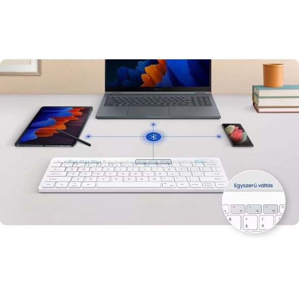 Univerzális bluetooth billentyűzet, v5.0, QWERTY, angol nyelvű, Samsung Smart Keyboard Trio 500, fekete, gyári