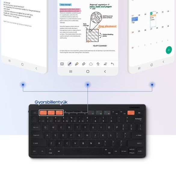 Univerzális bluetooth billentyűzet, v5.0, QWERTY, angol nyelvű, Samsung Smart Keyboard Trio 500, fekete, gyári