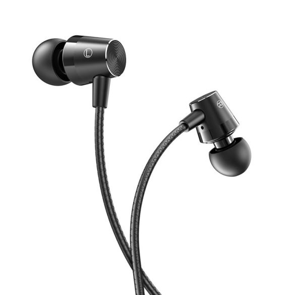 Vezetékes sztereó fülhallgató, 3.5 mm, mikrofon, funkció gomb, Hoco M79 Cresta, fekete