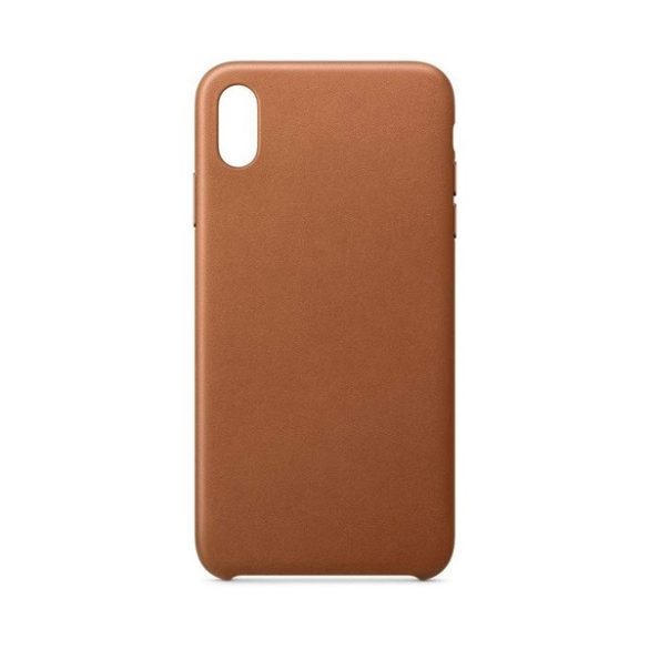 Apple iPhone X / XS, Műanyag hátlap védőtok, kamera védelem, bőrhatású hátlap, mikrofiber belső, barna