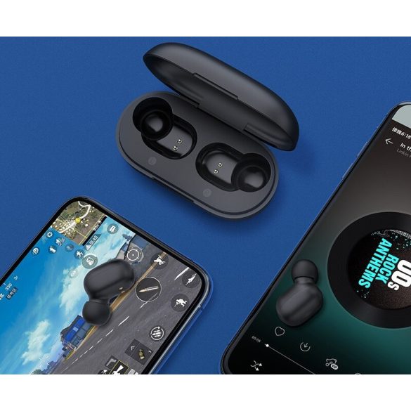 Bluetooth sztereó fülhallgató, v5.0, TWS, töltőtok, vízálló, zajszűrővel, érintés vezérlés, Haylou GT1 XR, fekete, gyári