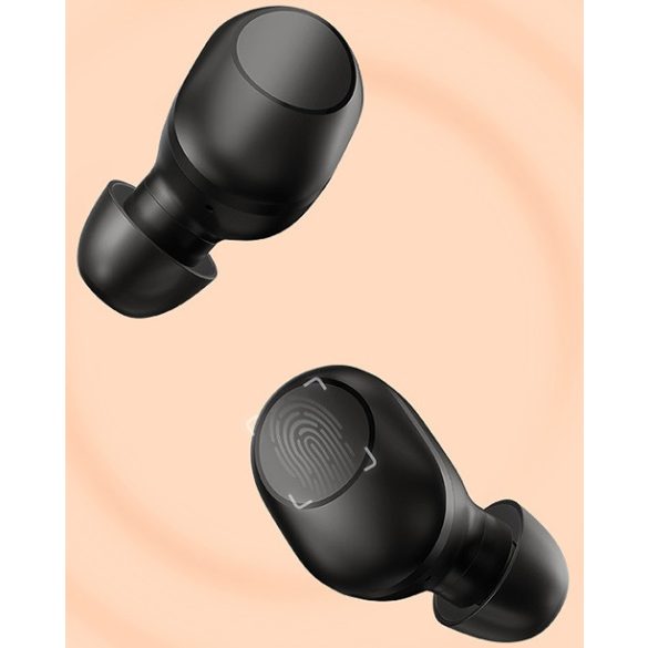 Bluetooth sztereó fülhallgató, v5.0, TWS, töltőtok, vízálló, zajszűrővel, érintés vezérlés, Qi vezeték nélküli töltés, Haylou GT5, fekete, gyári
