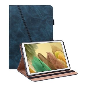 Samsung Galaxy Tab A7 Lite 8.7 SM-T220 / T225, mappa tok, stand, bőrhatású, koptatott, sötétkék