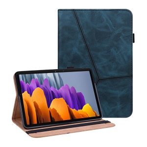 Samsung Galaxy Tab S7 11.0 / Tab S8 11.0, mappa tok, stand, bőrhatású, koptatott, sötétkék