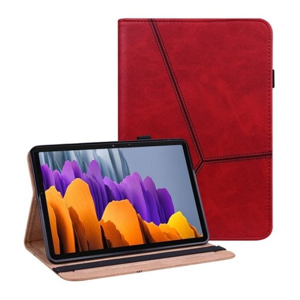 Samsung Galaxy Tab S7 11.0 / Tab S8 11.0, mappa tok, stand, bőrhatású, koptatott, piros