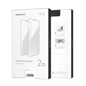 Samsung Galaxy S21 Ultra 5G SM-G998, Kijelzővédő fólia, ütésálló fólia (az íves részre is!), Tempered Glass (edzett üveg), tok barát, 3D Full Cover, Nillkin, fekete, 2 db / csomag