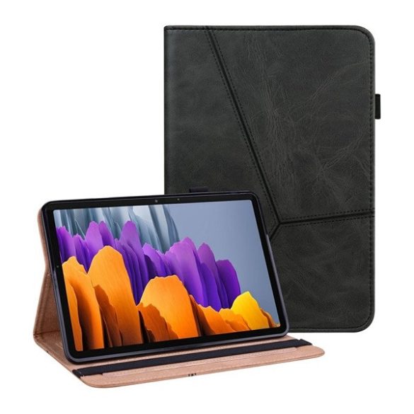 Samsung Galaxy Tab S7 11.0 / Tab S8 11.0, mappa tok, stand, bőrhatású, koptatott, fekete