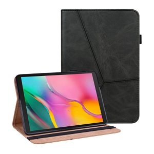 Samsung Galaxy Tab A 10.1 (2019) SM-T510 / T515, mappa tok, stand, bőrhatású, koptatott, fekete