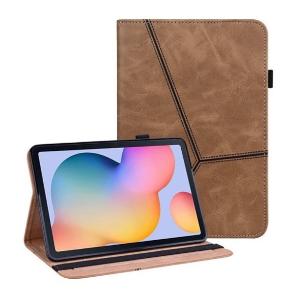 Samsung Galaxy Tab S6 Lite 10.4 (2020 / 2022 / 2024) SM-P610 / P615 / P613 / P619 / P620 / P625, mappa tok, stand, bőrhatású, koptatott, barna