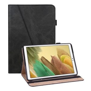 Samsung Galaxy Tab A7 Lite 8.7 SM-T220 / T225, mappa tok, stand, bőrhatású, koptatott, fekete