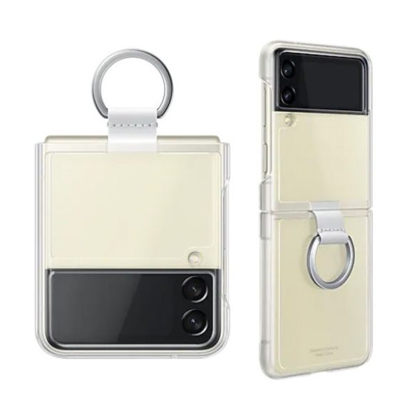 Samsung Galaxy Z Flip3 5G SM-F711B, Szilikon tok, telefongyűrű, átlátszó, gyári