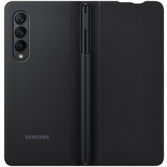Samsung Galaxy Z Fold3 5G SM-F926B, Oldalra nyíló tok, Antibakteriális bevonat, S Pen, fekete, gyári