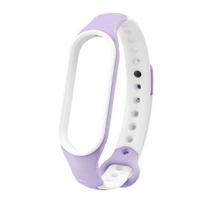 Xiaomi Mi Band 6, szilikon pótszíj, lyukacsos, légáteresztő, fehér/lila