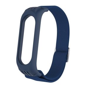 Xiaomi Mi Band 3 / Mi Band 4 / Mi Band 5 / Mi Band 6, textíl pótszíj, állítható, sötétkék