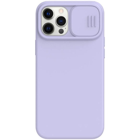 Apple iPhone 12 Pro Max, Szilikon tok, közepesen ütésálló, kamera védelem, Magsafe töltővel kompatibilis, Nillkin CamShield Silky Magnetic, lila