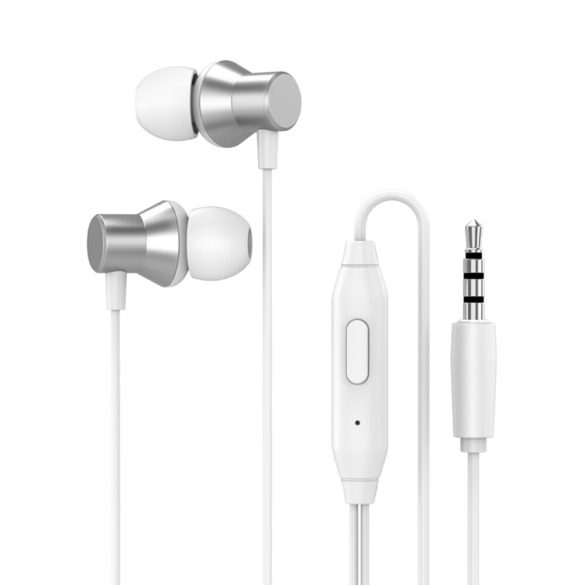 Vezetékes sztereó fülhallgató, 3.5 mm, mikrofon, funkció gomb, Lenovo HF130, fehér, gyári