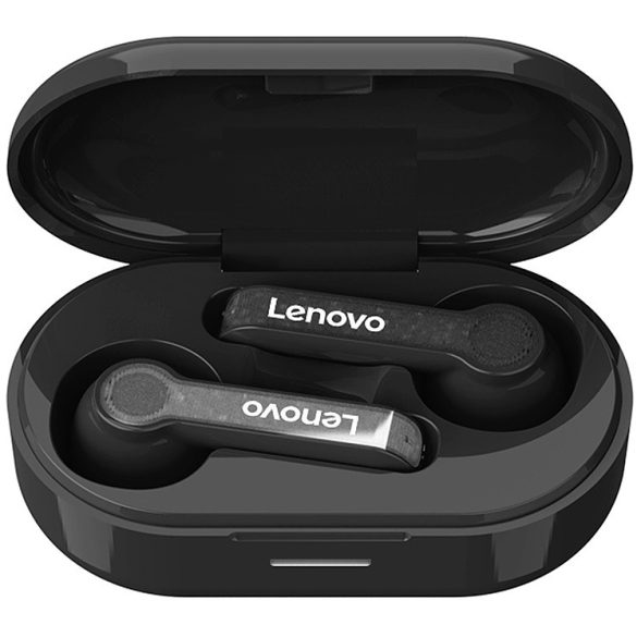 Bluetooth sztereó fülhallgató, v5.0, TWS, töltőtok, zajszűrővel, érintés vezérlés, Lenovo HT08, fekete, gyári
