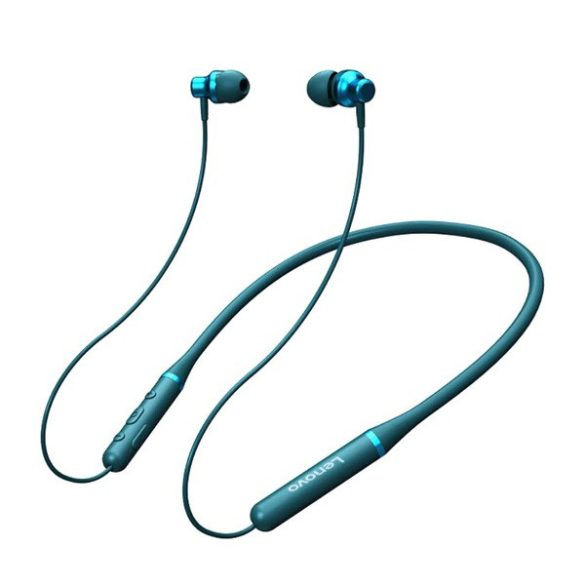 Bluetooth sztereó fülhallgató, v5.0, sportoláshoz, mikrofon, funkció gomb, hangerő szabályzó, zajszűrő, mágneses, vízálló, Lenovo XE05, zöld, gyári