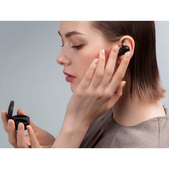 Bluetooth sztereó fülhallgató, v5.0, TWS, töltőtok, zajszűrővel, Xiaomi AirDots / EarBuds Basic 2S, fekete, gyári