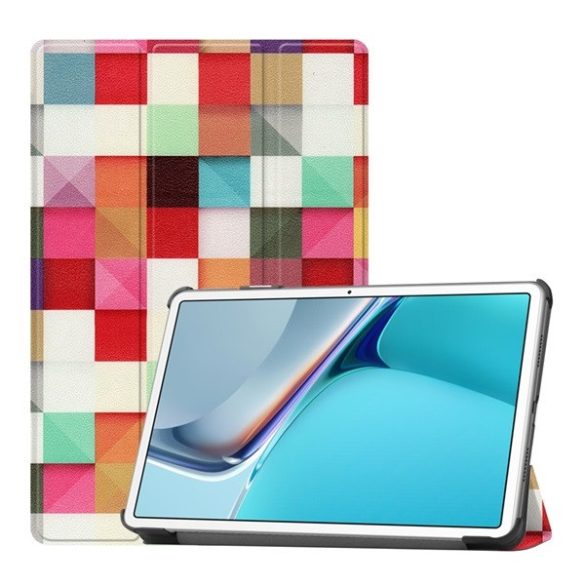 Huawei MatePad 11 (10.95) (2021), mappa tok, négyzet minta, Trifold, színes