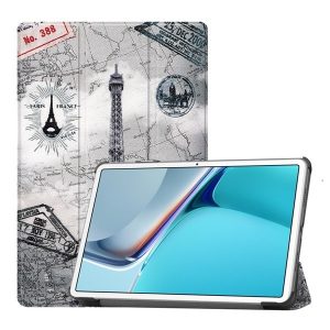 Huawei MatePad 11 (10.95) (2021), mappa tok, Eiffel torony, térkép minta, Trifold, szürke