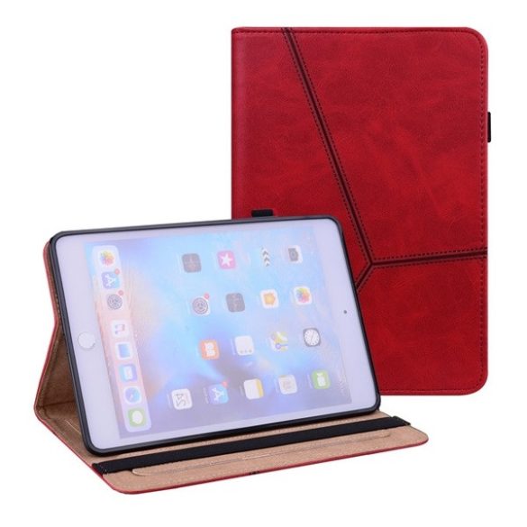 Apple iPad Mini (2021) (8.3), mappa tok, stand, bőrhatású, koptatott, piros