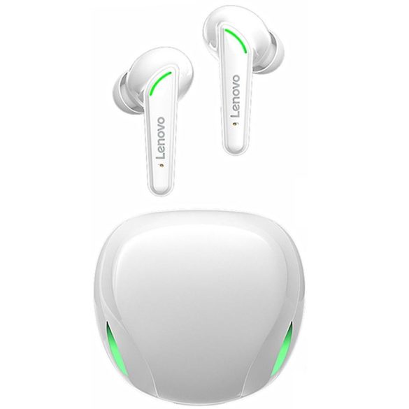 Bluetooth sztereó fülhallgató, v5.1, TWS, töltőtok, zajszűrővel, érintés vezérlés, vízálló, Lenovo XT92 Gamer, fehér, gyári
