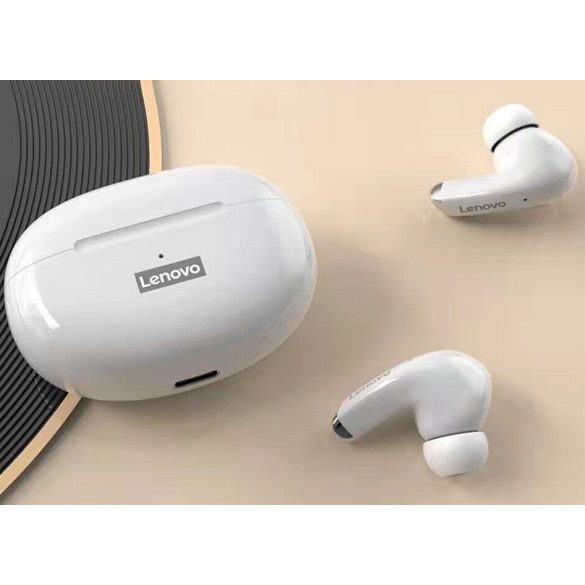 Bluetooth sztereó fülhallgató, v5.0, TWS, töltőtok, érintés vezérlés, zajszűrővel, vízálló, játékosoknak ajánlott, Lenovo LivePods LP5, fehér, gyári
