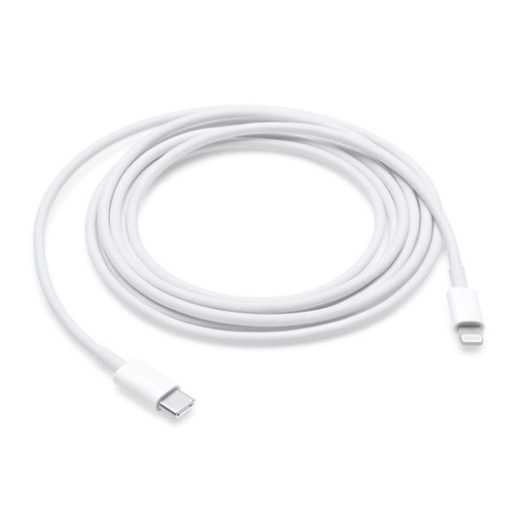 USB Type-C töltő- és adatkábel, Lightning, 200 cm, gyorstöltés, Apple, fehér, gyári