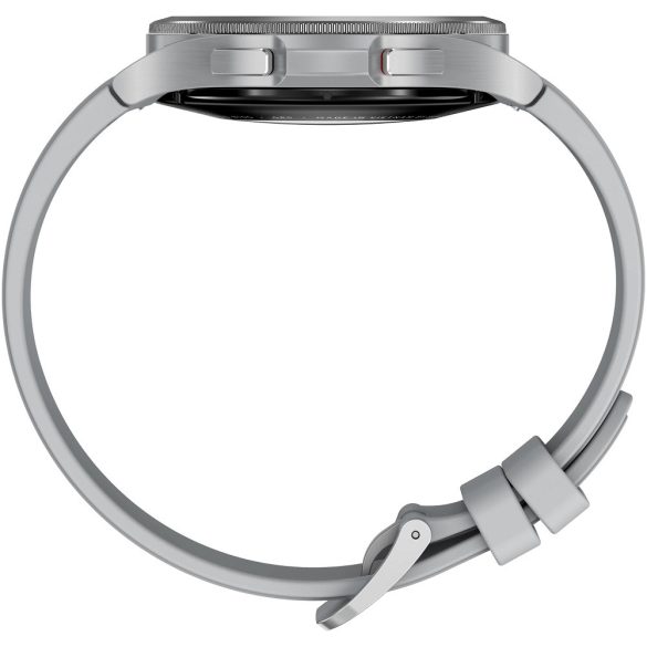 Bluetooth okosóra, szilikon szíj, rozsdamentes acél keret, v5.0, aktivitás és egészség mérő, vízálló, hangszóró, Samsung Galaxy Watch 4 Classic (46mm) SM-R890, ezüst, gyári