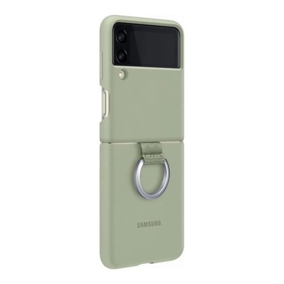 Samsung Galaxy Z Flip3 5G SM-F711B, Szilikon tok, telefongyűrű, világoszöld, gyári